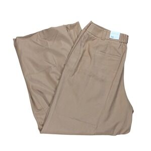 Lane Bryant Wide Leg Dress Pants Elastic Waist Khaki Minamilist Women's 16 Long